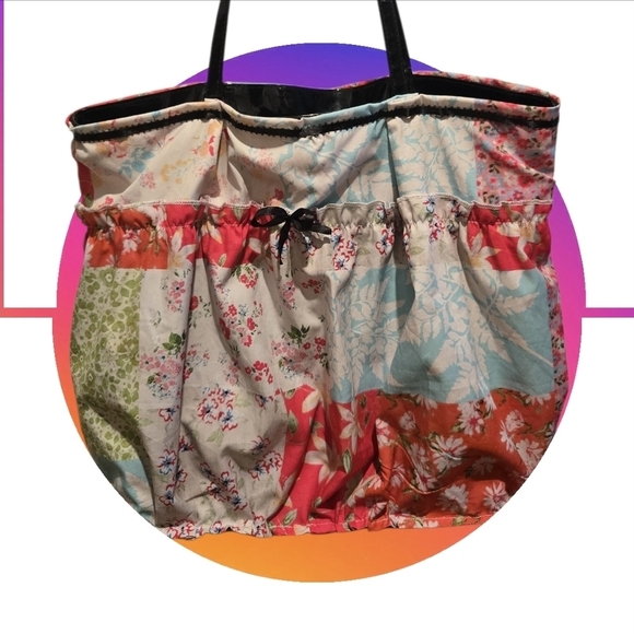 Saks Fifth Avenue Handbags - Saks Fifth Avenue Multicolor Patchwork Tote Bag Purse Upcycle Original